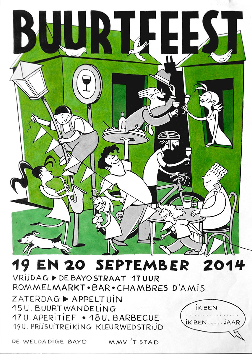 Affiche Buurtfeest De WeldadigeBayo 2014