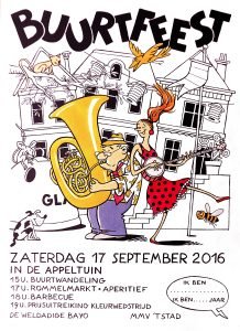 Affiche Buurtfeest De WeldadigeBayo 2016